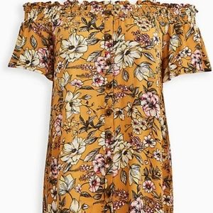Torrid off-shoulder floral top mustard